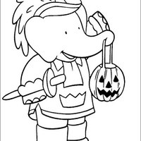 Desenho de Babar no Halloween para colorir