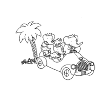 Desenho de Família de Babar andando de carro para colorir