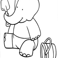 Desenho de Filho do Babar brincando na areia para colorir