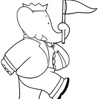 Desenho de Babar desfilando para colorir