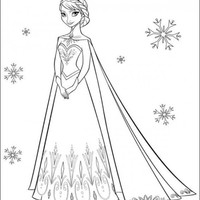 Desenho de Lindo vestido da Elsa para colorir