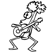 Desenho de Aipo tocando violão para colorir