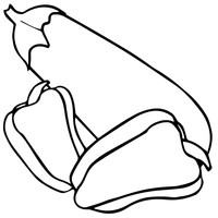 Desenho de Beringela e pimentões para colorir