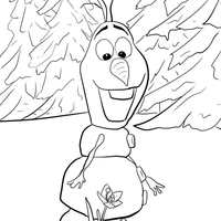 Desenho de Olaf e flor para colorir