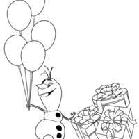 Desenho de Olaf em festa de aniversário para colorir