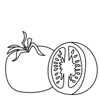 Desenho de Tomate cortado para colorir