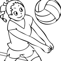 Desenho de Menina defendendo bola no vôlei para colorir