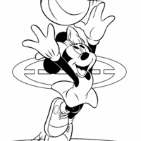 Desenho de Minnie jogando vôlei para colorir