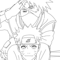Desenho de Kakashi e Naruto para colorir