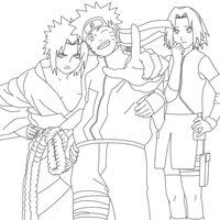 Desenho de Naruto e seus amigos para colorir