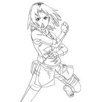 Desenho de Sakura atacando para colorir