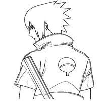 Desenho de Sasuke de costas para colorir