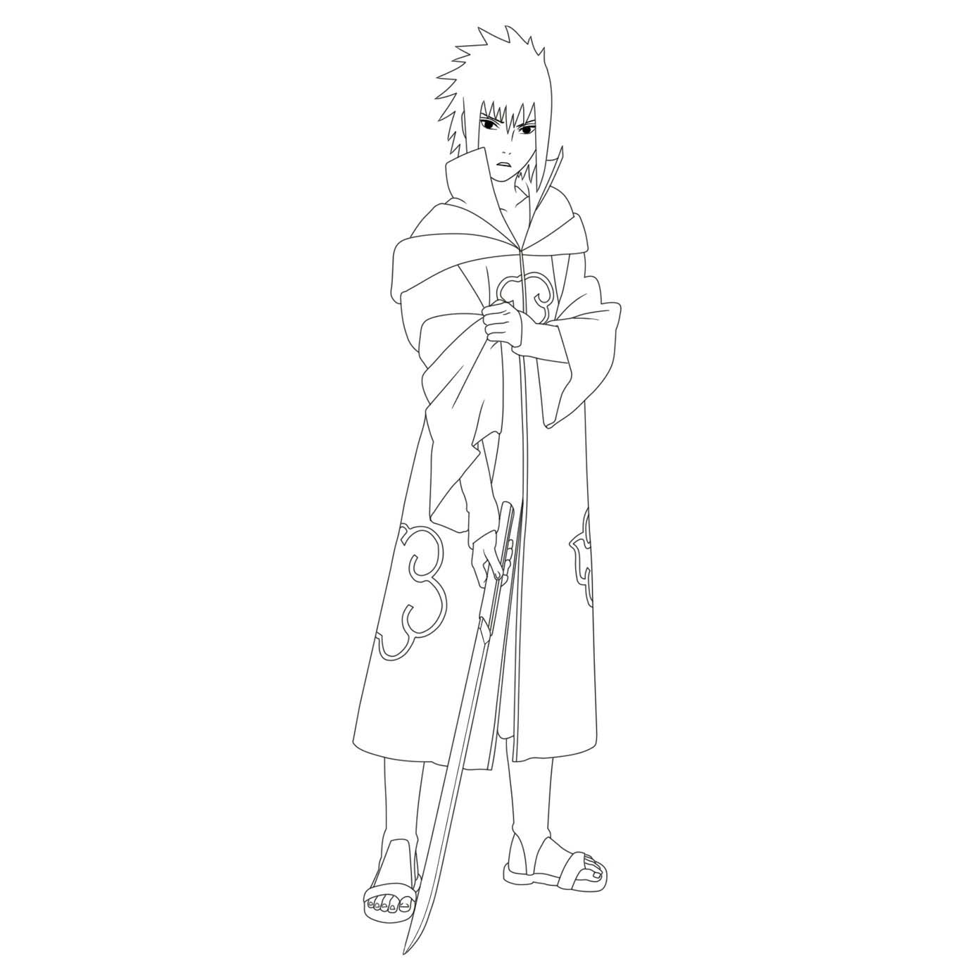 Desenho de Sasuke e arma para colorir - Tudodesenhos