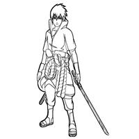 Desenho de Sasuke e arma para colorir