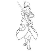 Desenho de Sasuke e sua espada para colorir