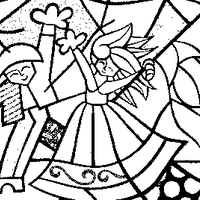 Desenho de Romero Britto casal dançando para colorir