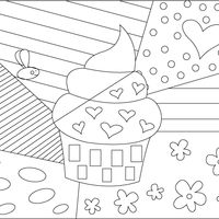 Desenho de Romero Britto cupcake para colorir