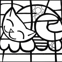 Desenho de Romero Britto gatinho para colorir