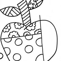 Desenho de Romero Britto maçã para colorir