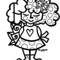 Desenho de Romero Britto mulher para colorir