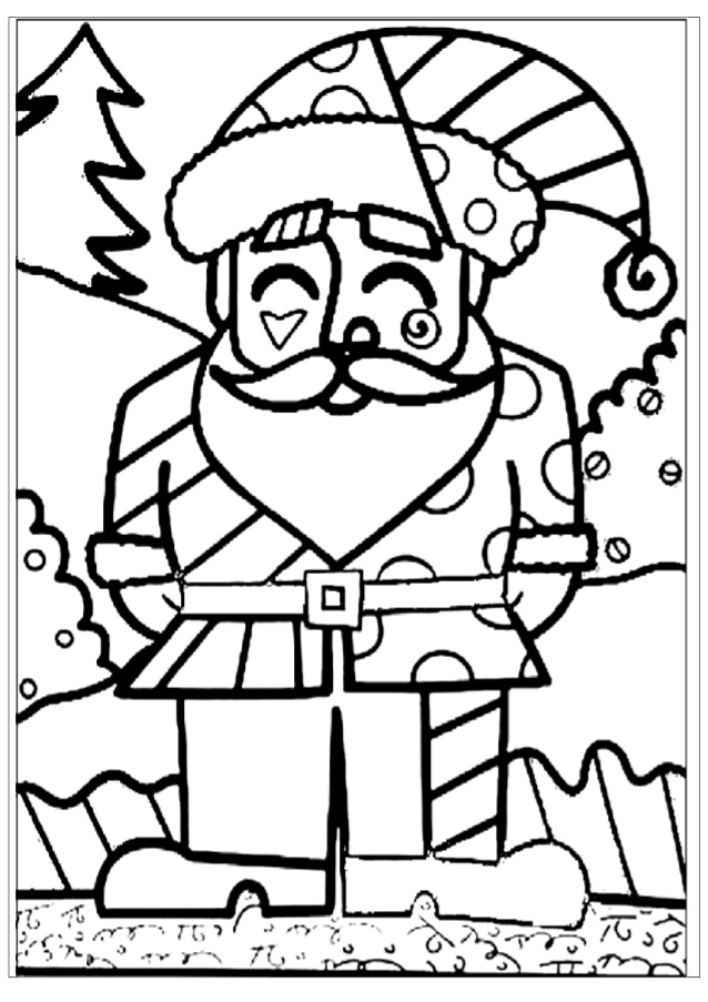 Download Desenho de Romero Britto Papai Noel para colorir - Tudodesenhos