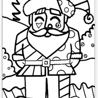 Desenho de Romero Britto Papai Noel para colorir