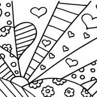 Desenho de Romero Britto sol e coração para colorir