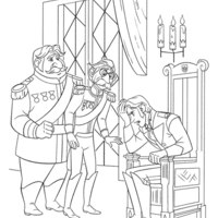 Desenho de Príncipe Hans e guardas do palácio para colorir
