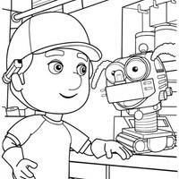 Desenho de Manny consertando máquina para colorir