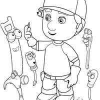 Desenho de Manny e ferramentas para colorir