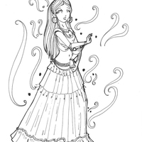 Desenho de Cigana bailando para colorir