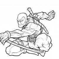 Desenho de Deadpool atacando para colorir