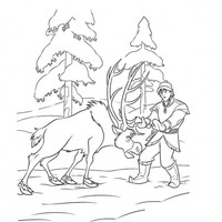 Desenho de Sven bravo com Kristoff para colorir