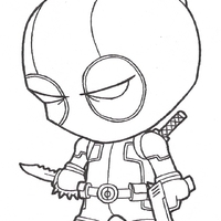 Desenho de Deadpool chibi para colorir