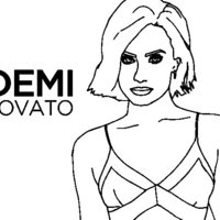 Desenho de Demi Lovato com cabelo curto para colorir