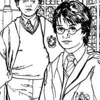 Desenho de Harry Potter e Rony para colorir