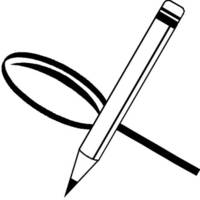 Desenho de Lupa e lápis para colorir