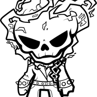 Desenho de Motoqueiro Fantasma chibi para colorir