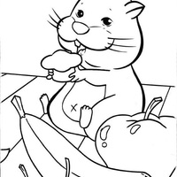 Desenho de Zhu Zhu Pets comendo frutas para colorir