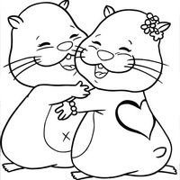 Desenho de Zhu Zhu Pets dando abraço para colorir