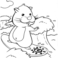 Desenho de Zhu Zhu Pets surfando para colorir