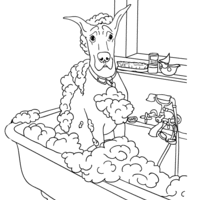Desenho de Marmaduke no banho para colorir
