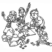 Desenho de Chaves e amigos brincando para colorir