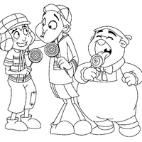 Desenho de Chaves, Quico e Nhonho para colorir