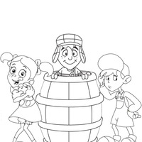 Desenho de Chiquinha, Chaves e Godines para colorir