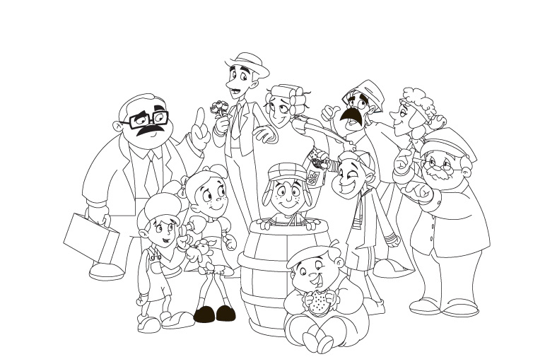 Desenho de Personagens da vila do Chaves para colorir - Tudodesenhos