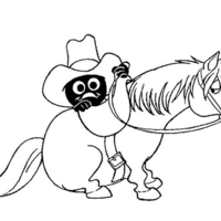Desenho de Calimero e cavalo para colorir