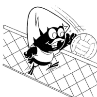 Desenho de Calimero jogando vôlei para colorir