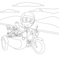 Desenho de Manny Mãozinhas na moto para colorir