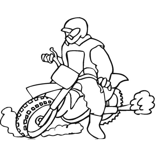 Desenho de homem andando de moto